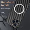 Carbon Fiber for Magnetic Wireless Charging Case for iPhone 16 14 15 Plus 11 12 13 Pro Max Magsafe Texture Splice PC Hard Cover