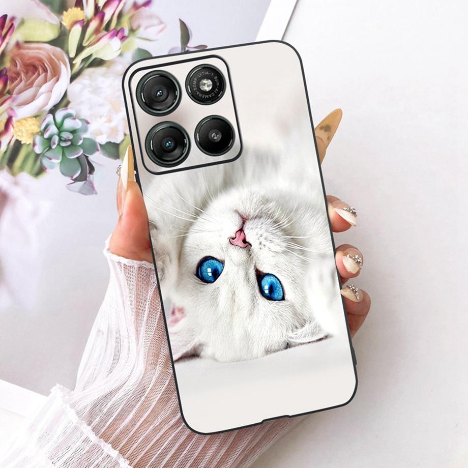 Etui do Motorola Moto G17 Power G15 Power MotoG15 Miękki Czarny Silikonowy Pokrowiec Malowanie Kwiatowe Motyl Smok Kot Funda