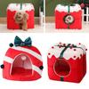 Christmas Theme Pet Cat Dog Bed Puppy Kitten Cozy Sleeping Nest Plush House Cave