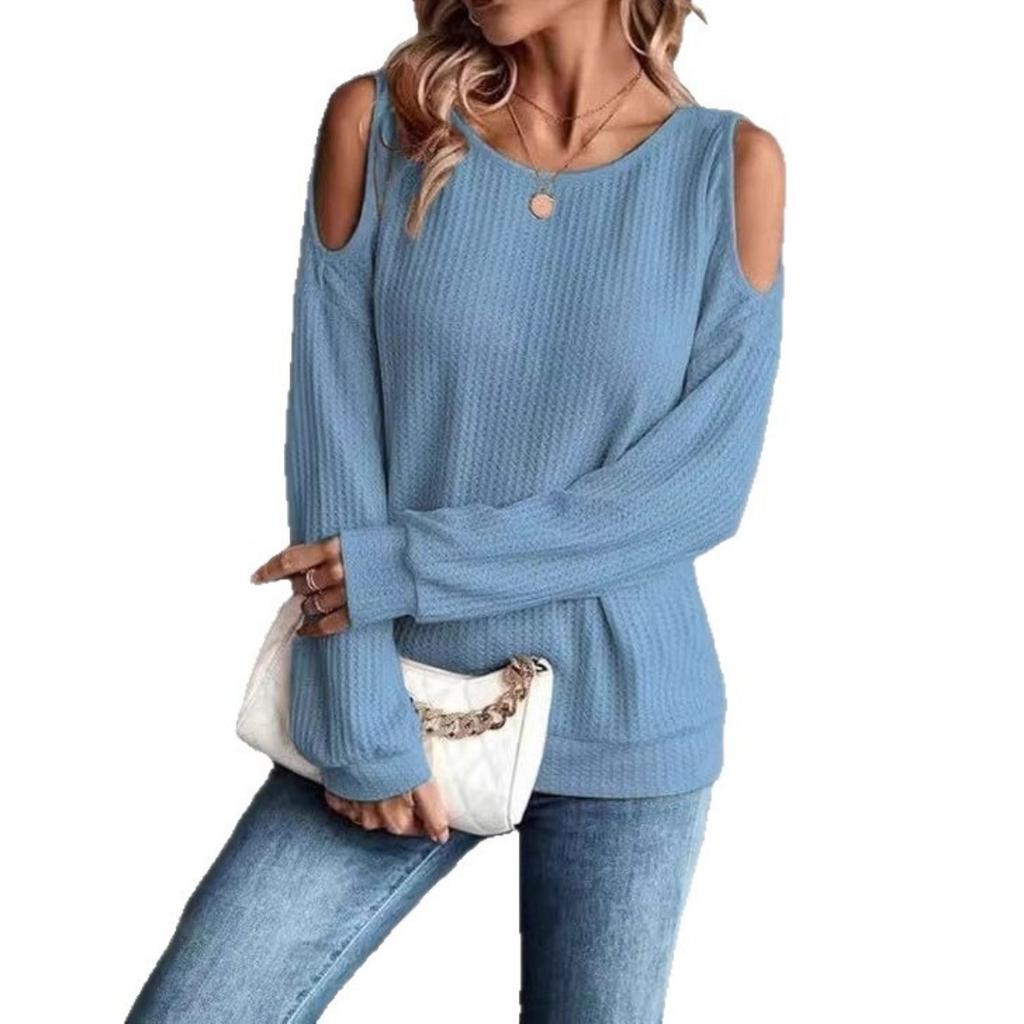 Fall Winter New Women's Off Shoulder Loose Casual Long Sleeve T-shirt Top For European American Cross-border