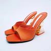 2024 Women's High Heel Slippers: European & American Summer Style, Square Toe Sandals, Sizes 40-43