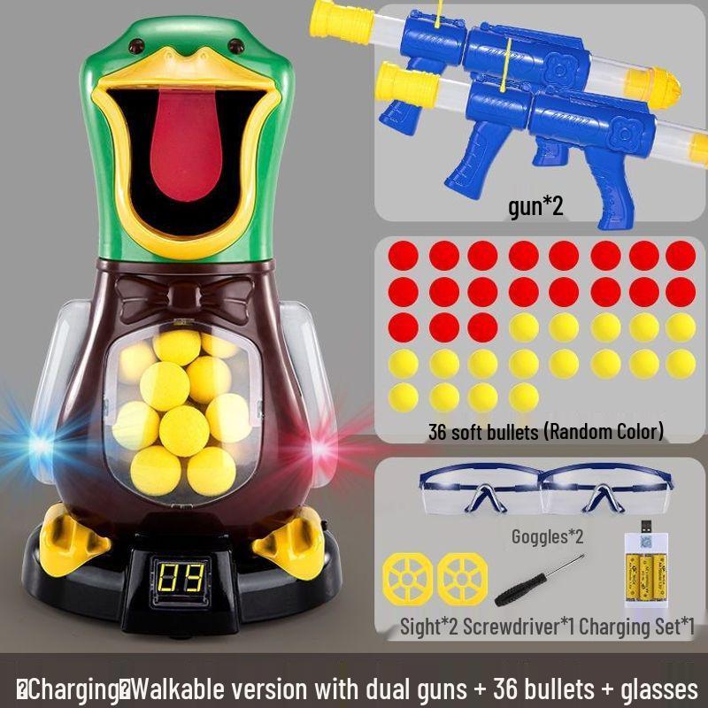 Hit Me Ducky! Parent-Child Interactive Toy with Air-Powered Soft Bullet, 3-Shot Firing for Kids 6+