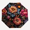 Floral Elegance: Vibrant Flower Patterned FabricUmbrella with Cute Design,Portable 3-Fold Compact Umbrella for Men&Women,Valentine's Day Mot