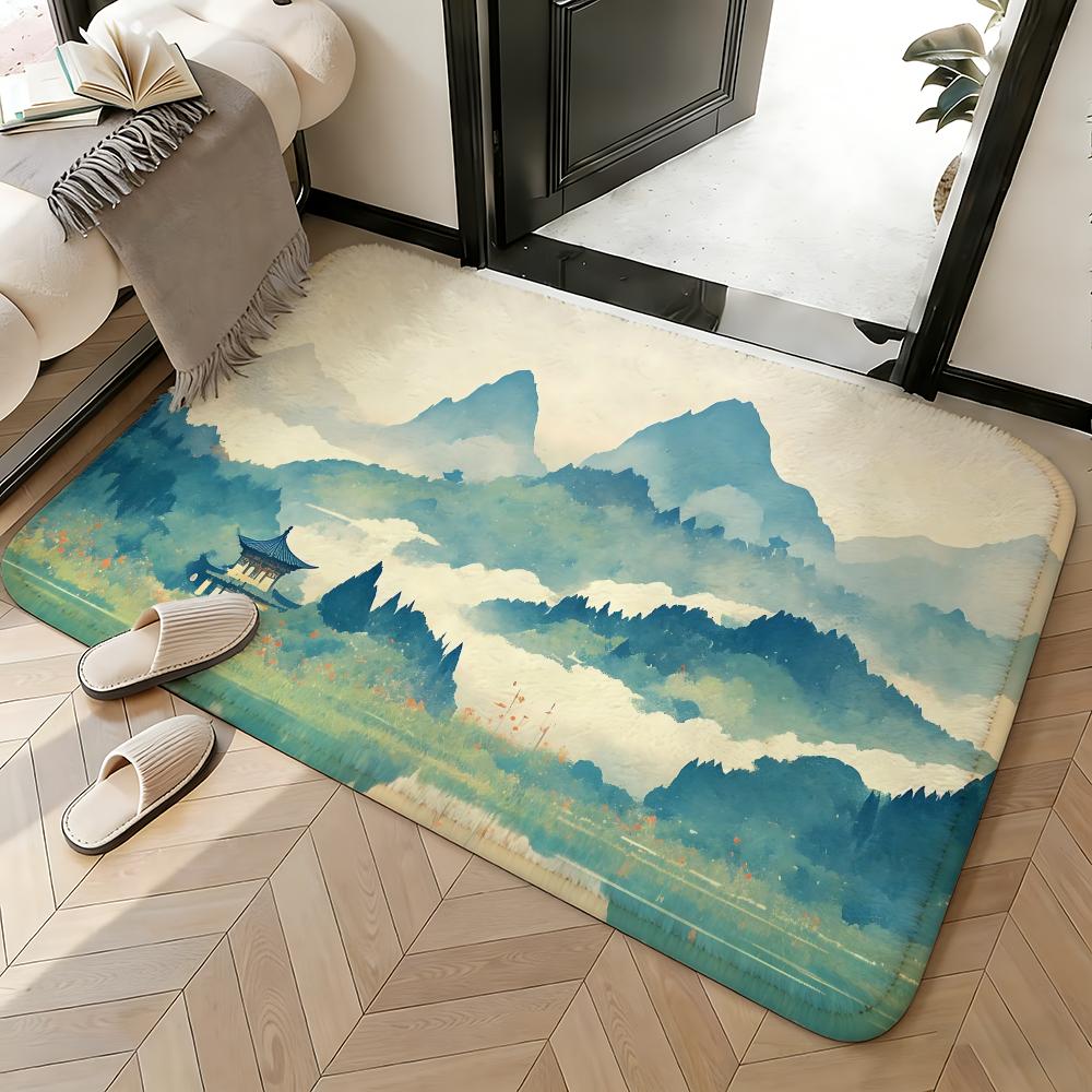 Soft Absorbent Non-Slip Rug Art Landscape Floor Mat Home Decor Doormat Bedroom Floor Mat Shower Carpet