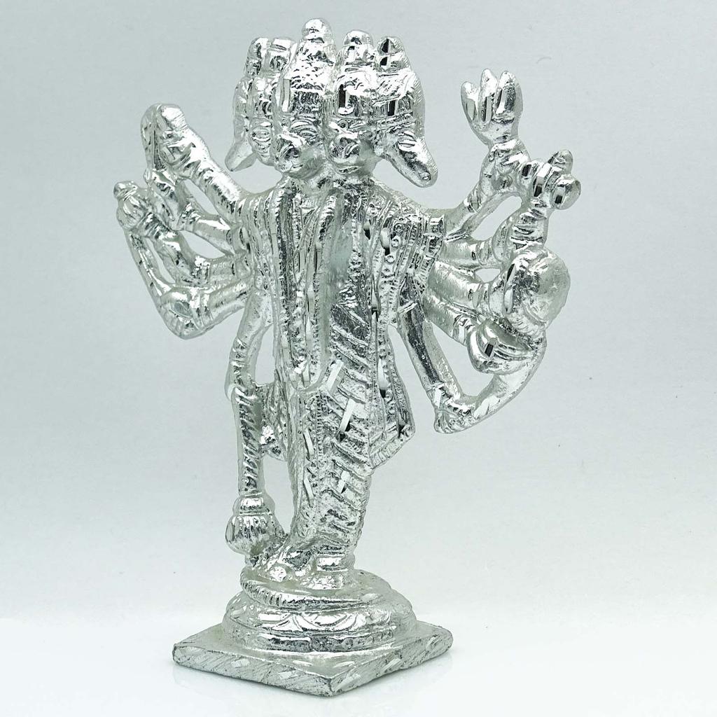 Metallic Silver Office Table Lord Panchmukhi Metal Decor Decorative Car Gift