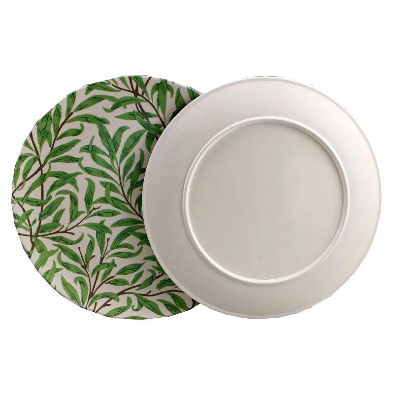 Bamboo Fiber Western Dining Plate Eco-Friendly Steak Pizza Plate Salad Bowls Fruit Snack Candy Tray Degradable Tableware Dishes