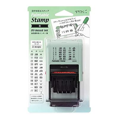 DESIGNPHIL MIDORI Rotating Stamp, Date, Floral Pattern, 35455006