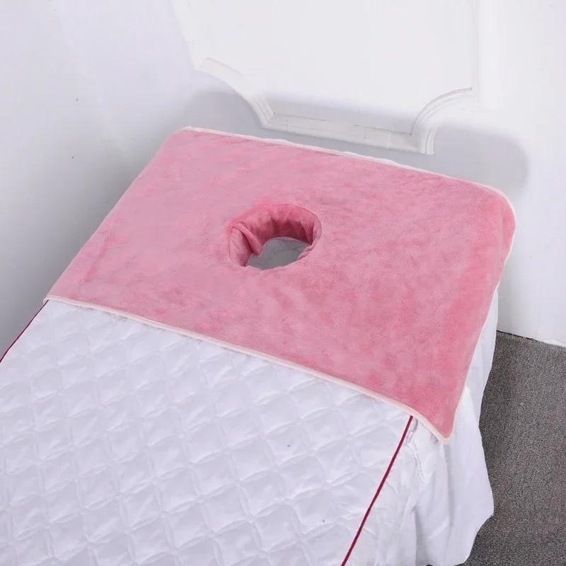 40*80cm Thickened Beauty SPA Massage Table Planking Face Towel with Hole Bed Bandana