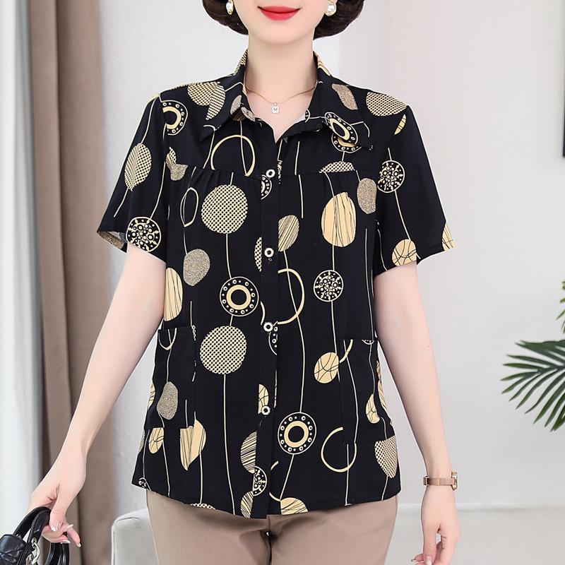 Summer Plus Size Shirts Women's Elegant Short Sleeve Summer Ladies Tops