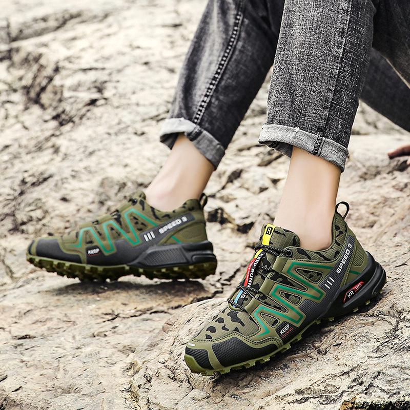 2025 Men's Camouflage Off-Road Running and Hiking Shoes - Breathable Plus Size for Outdoor and Travel Activities