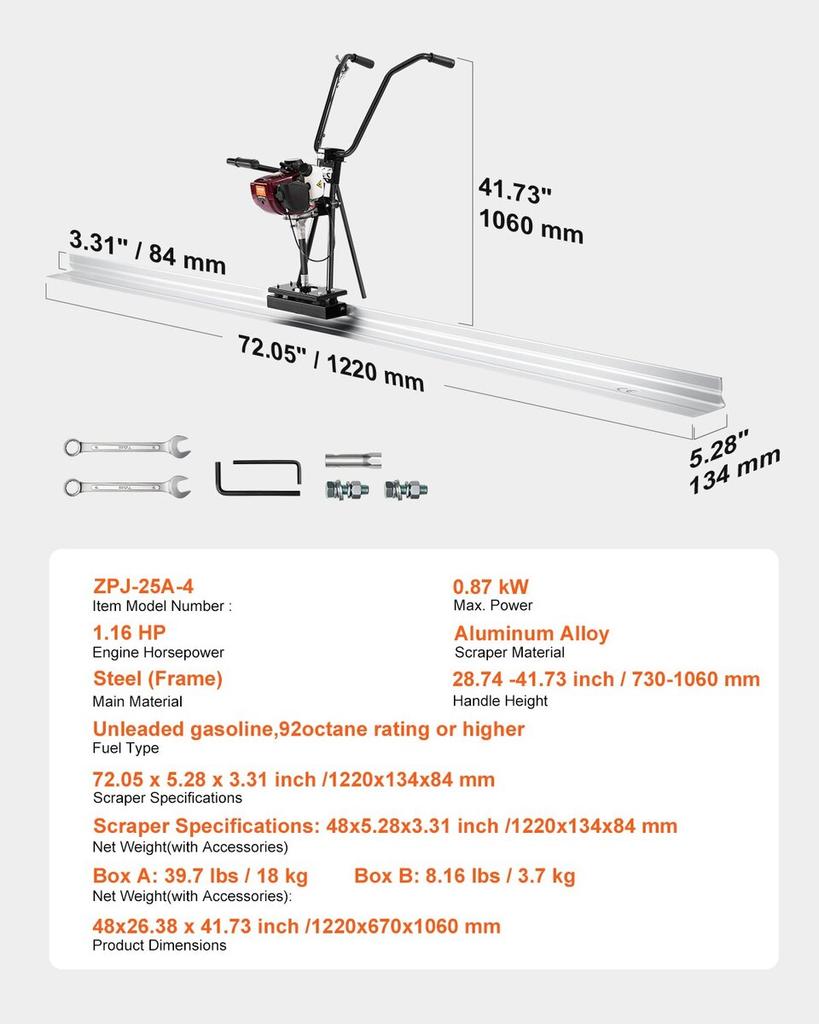 4 Stroke Concrete Power Screed Cement Finishing Float 4 ft Blade Board
