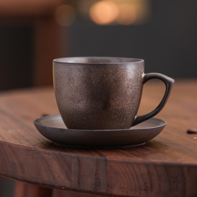 Ceramic Coffee Cup And Saucer Set Retro Afternoon Tea Latte Cup High Value Mug