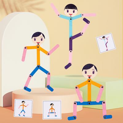 Montessori Medžiaga PASIDARYK pats Dėlionės Žaislai Sportiška Poza su 24 Dvigubomis Kortelėmis Vaikams Žvalgyba Ankstyvojo Ugdymo Žaislai Dovanos