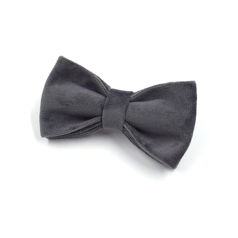 Mihha Boss Dark Gray Velvet Dog Bow Tie - Easy to Wear Fashion Bowtie Extra Large