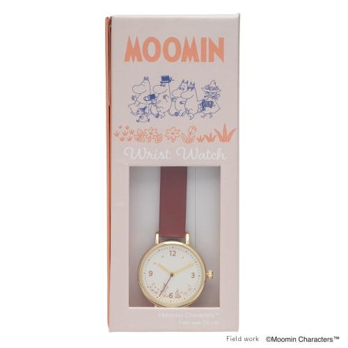 Fieldwork Women's Analog Moomin Watch with Leather Strap, Simple Moomin Print Watch J, Red, MOM021-3