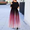 (L-6XL) Damen Eleganter Farbverlauf Plus Size Kurzarm Schlankes Maxi-Partykleid Abendparty Cocktail-Formelles Kleid