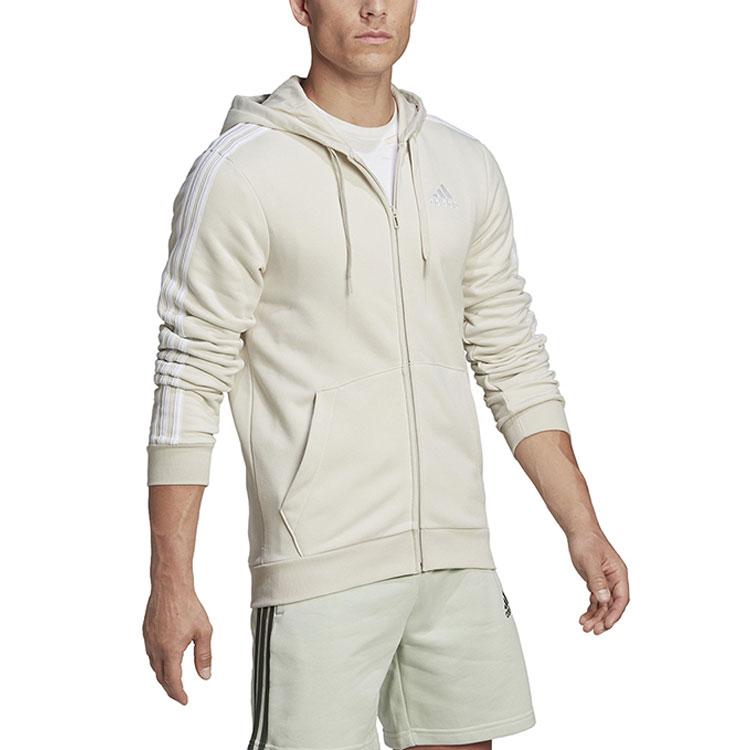 Adidas Striped Zip Hoodie Jacket Men Outerwear Grey HL2260