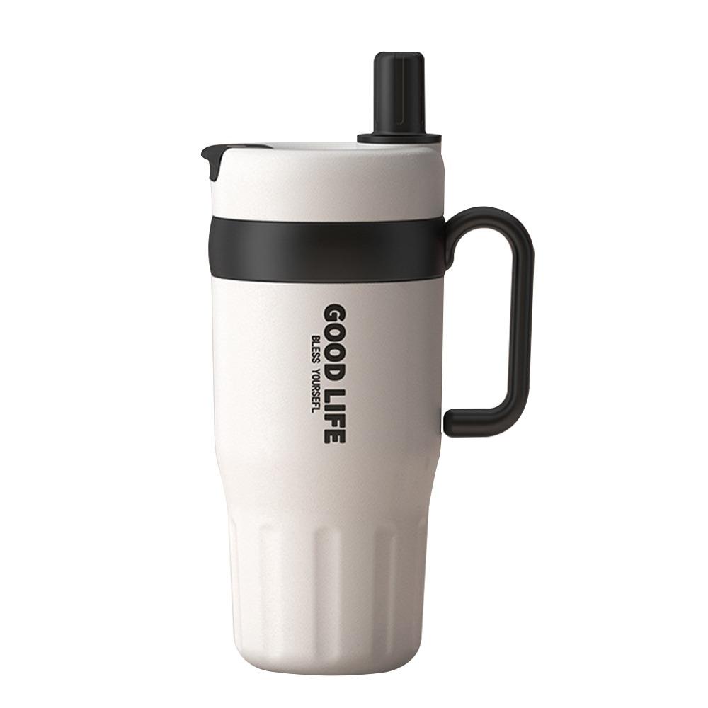 Portable 720ml Vacuum Cup Large Capacity Double Drink Insulated Cup with Handle Insulation Or Cooling Suction Tube Cup Drinkware