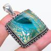 Natural Green Lace Agate Gemstone 925 Sterling Silver Jewelry Pendant 2.05" AP-14055