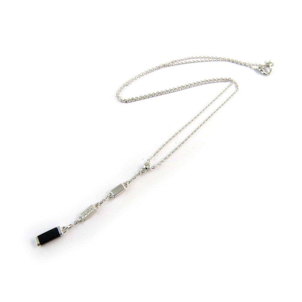 Altesse [N3276] - Ivory Black 'Sissi' Silver Necklace