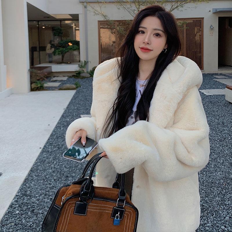 Lammullsfrakk dame vinter fortykket hette ny imitasjon kaninpels plysj lett vattert pels