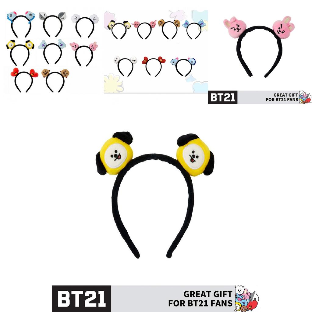 Bt21 Line Friends 3D Plüsch Stirnband für Frauen Weich und Bequem Chimmy Ohren Haarreif Band