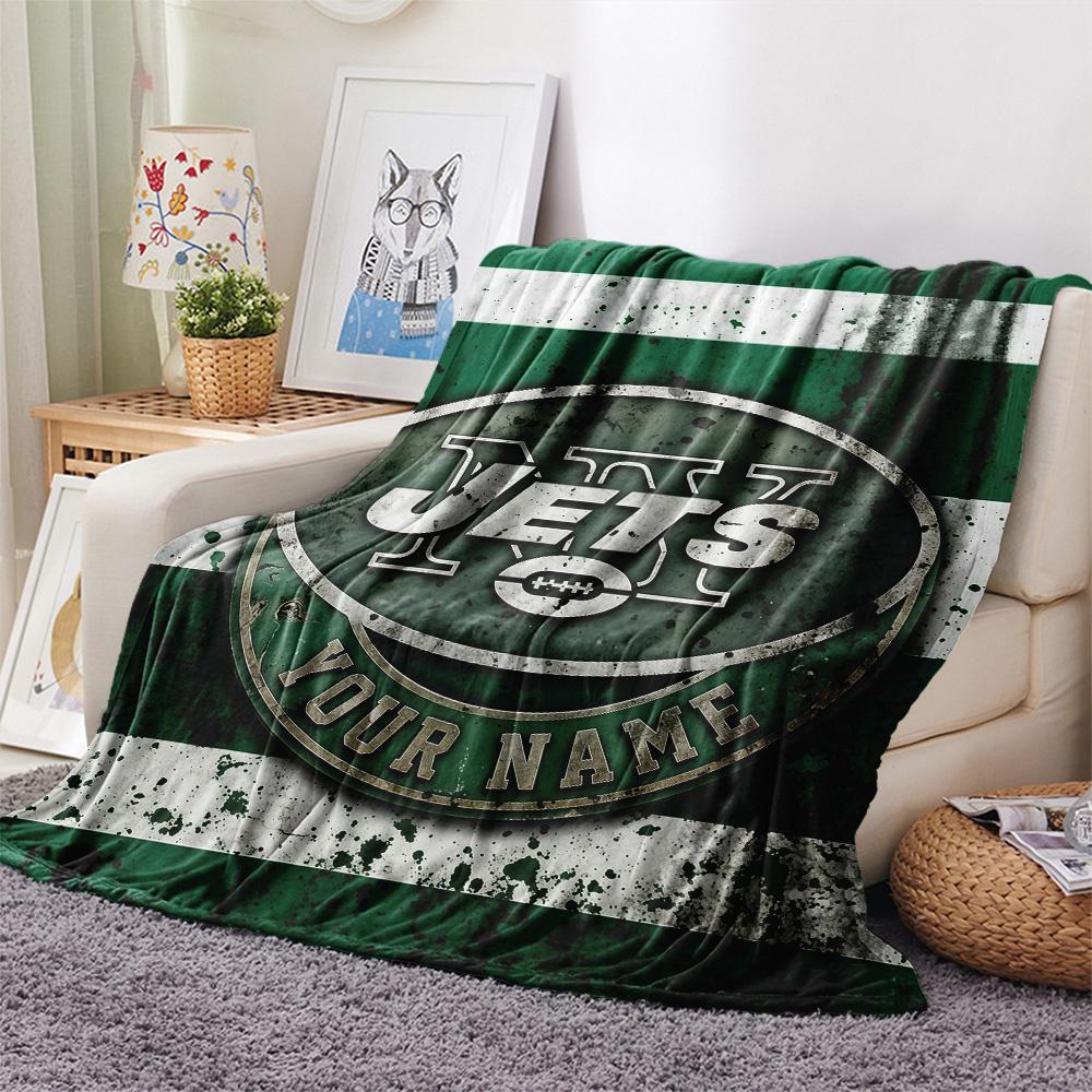 Custom Name New York Jets Flannel Blanket, High quality Comfortable for All Seasons, Home Decor, Warmth and Comfort