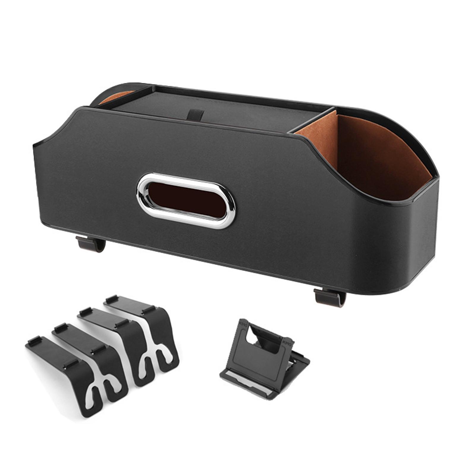 

Car Back Seat Organizer with 2 Drink Cup Holder Tissue Box and Storage Box Hook Multi-functional Storage Box чёрный
