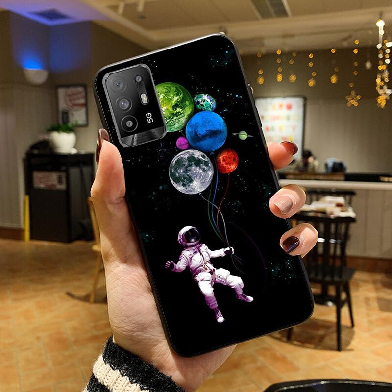 Moon Stars Space Astronaut Phone Case for OPPO A54 A74 A94 A53S A9 A5 A15 A16 A91 A96 A76 Reno8 8Pro Reno2 Z