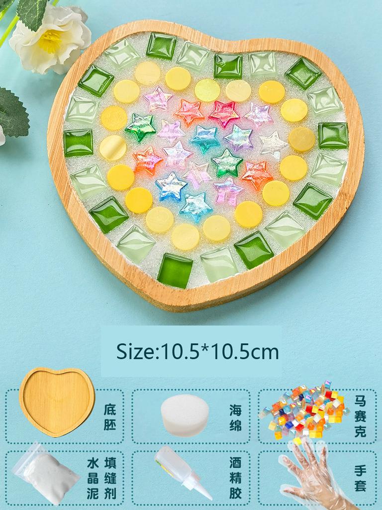 Bamboo Mosaic DIY Coasters Handmade Creative Material for Cup Mat Placemat Mosaic Crystal Craft Tool Kit Kids Gift
