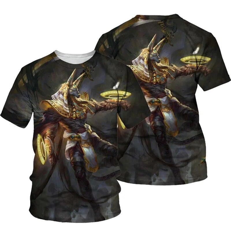 

Летняя футболка унисекс с 3D принтом Anubis, футболка с коротким рукавом и круглым вырезом, топ в древнем египетском стиле, мужская модная повседневная футболка, большая свободная футболка, топ L