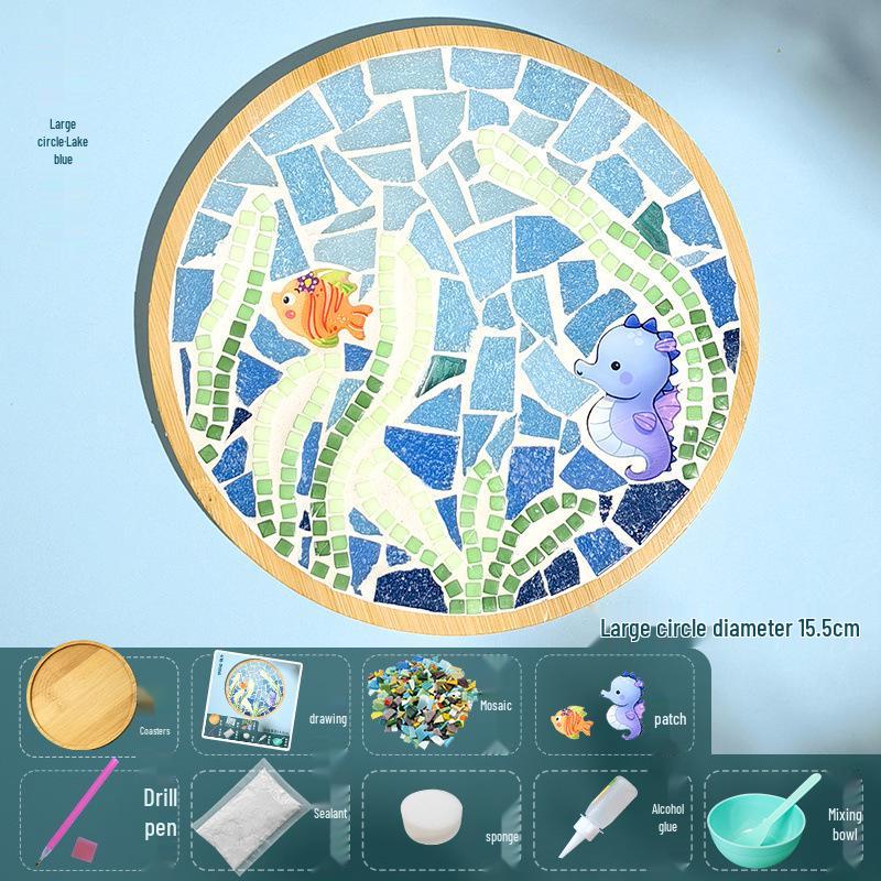 DIY Large Mosaic Coaster Kit: Creative Glass Sticker Pack for Adults & Kids