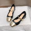 Luxury Branded Women Mary Jane Shoes Square Toe Chunky 3CM High Heels Pumps Light Shallow Buckle Strap Casual Flats Shoes Spring