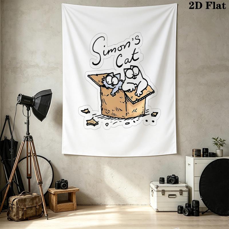 Simon'S Cat Wall Tapestry Aesthetic Wall Hanging Printed Fabric Blanket Decorative Tapestries For Bedroom Living Room Home Decor