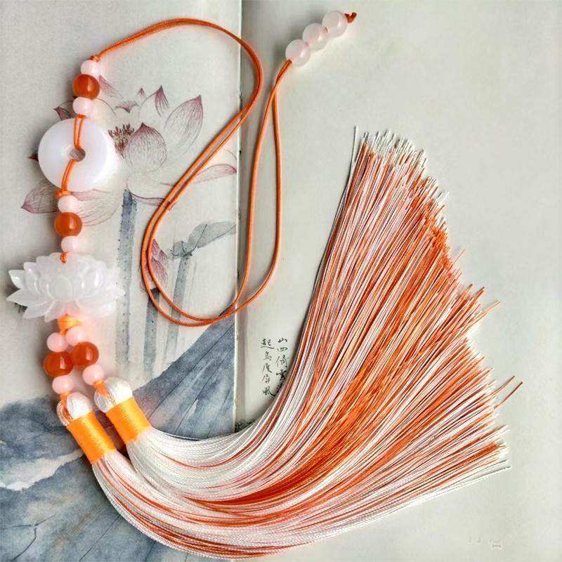 Double Color Chinese Lotus Peace Buckle Tassel Fringe Trim Beaded Edge for Clothing Sewing Home Textile Decor Accessories