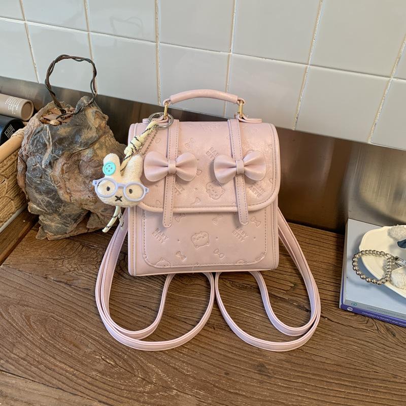Schoolbag Foreign Style Retro College Backpack Bag Women's 1011 Spring New Niche Bow Backpack Portable Student Schoolbag