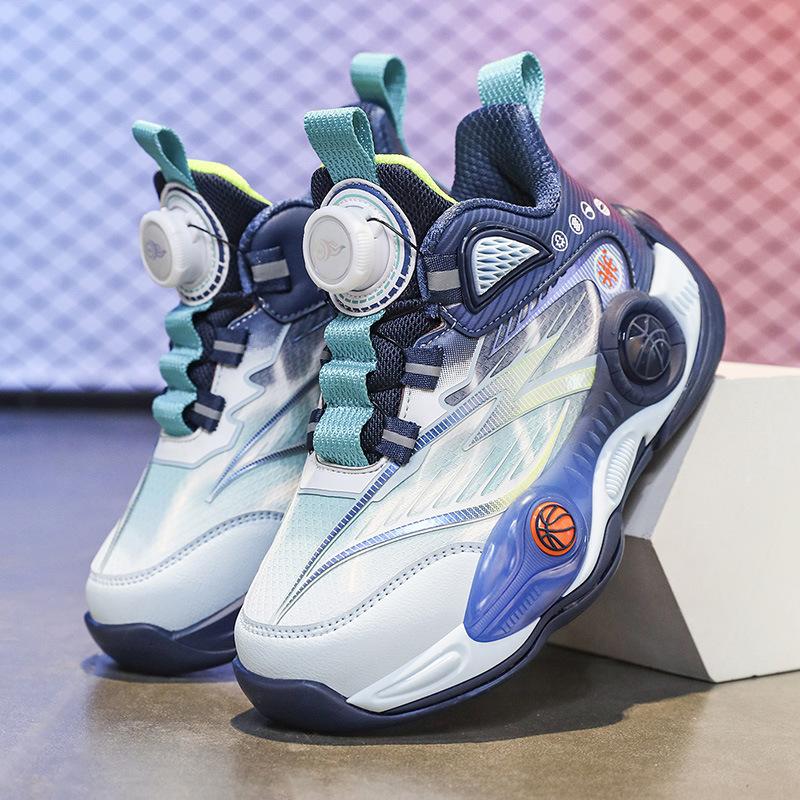 Popular Outdoor Children's Cool Basketball Shoes Portable Rotating Buckle Autumn Wear-resistant Outsole Non-slip Sports Shoes