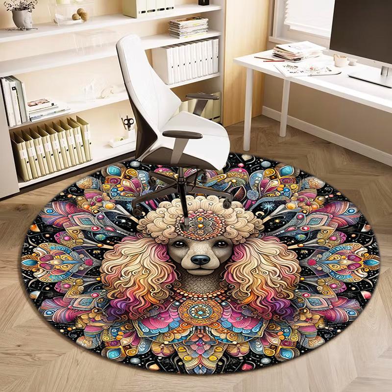 1 Stück Süßer Haustier Chihuahua Border Collie Aufdruck runder Teppich, Fußmatte für Zuhause, Outdoor-Reiseschutzteppich