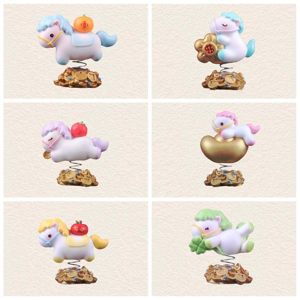 Shake Zodiac Pony Sway Ornaments Cartoon Resin New Year Desktop Ornament Pony Shape Kawaii Zodiac Horse Statue Good Luck