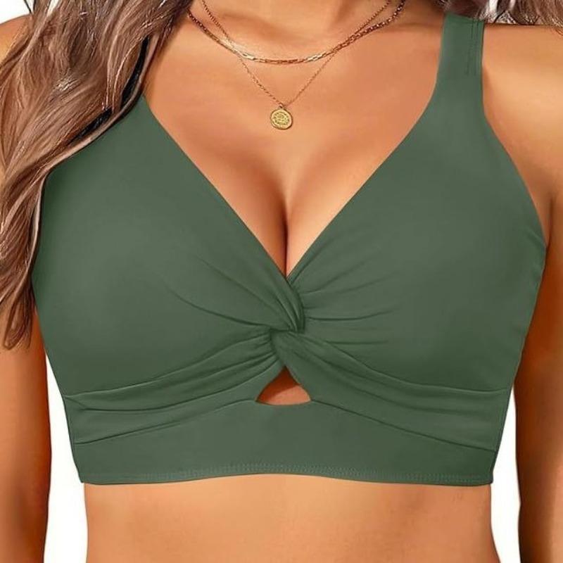 Women's bikini new swimsuit seaside vacation casual neck top