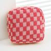 Checkered Period Bag for Women Girls Knitted Sanitary Napkin Bag Cute Menstrual Pad Pouch Tampon Holder for Purse