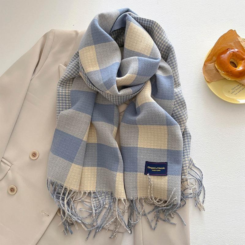 Autumn and winter new versatile scarf women's thickened woven thick beard fringed warm scarf imitation cashmere shawl