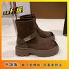 Thick-soled heightening suede thin boots British style Martin boots retro wind wiping head elastic boots women's 2025 autumn new models