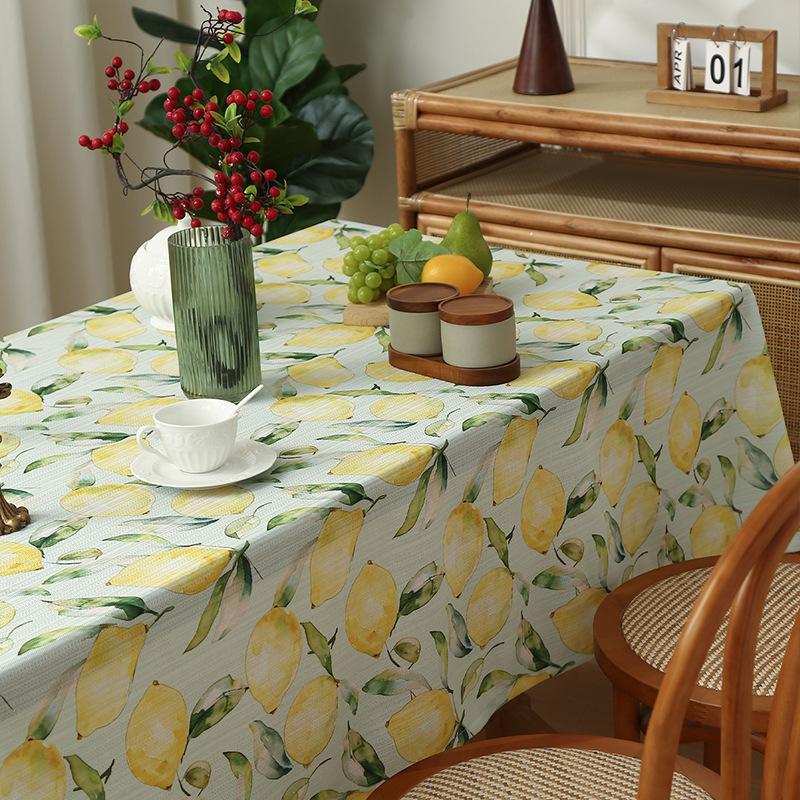 

Small Fresh Yellow Lemon Plus Ruffle Edge Curtain Bay Window Bedroom Finished Print Semi-Blackout Kitchen Factory American Style 2pcs*140*100