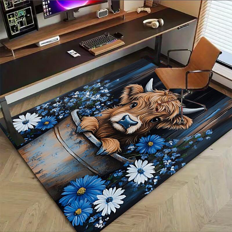 1PC Cow Bucket Extra Large Non Slip Floor carpet, Office, family, bedroom Large Area Rug Indoor Rugs, Vibrant Colors