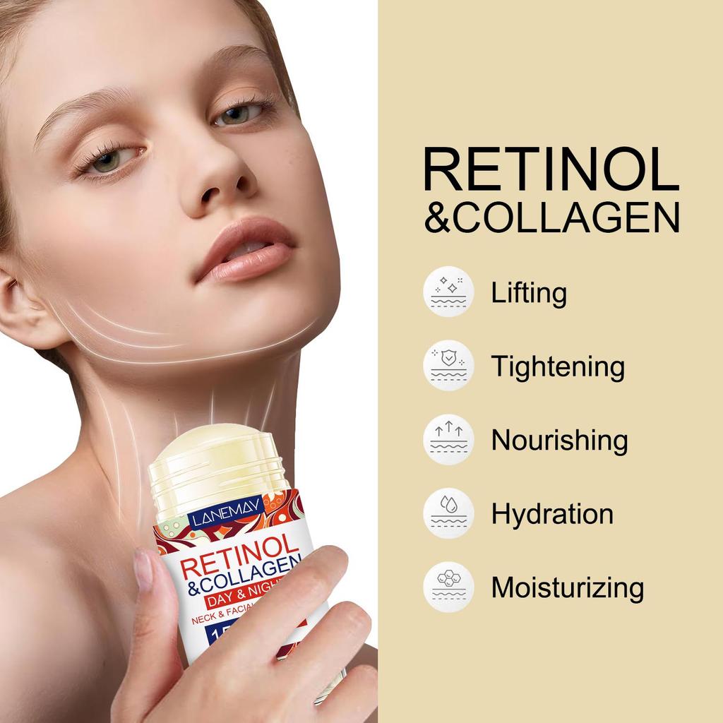 Retinol & Collagen Neck & Facial Care Stick-Tightening Facial And Neck Area Skin-Deep Nourishing-Suitable For All Skin Types, 40g