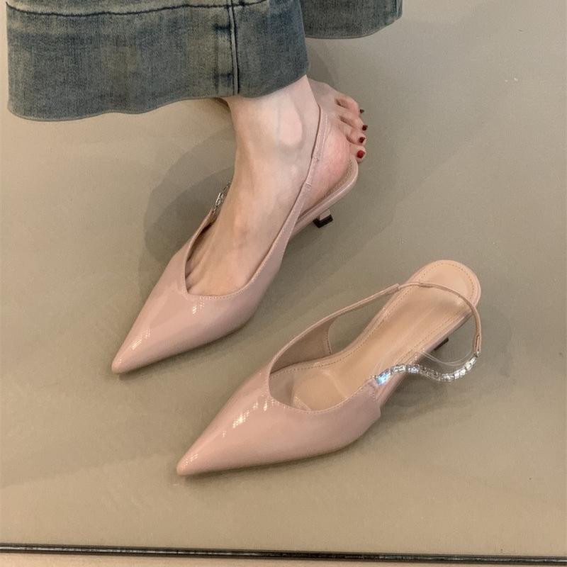 Fashion 2025 New Satin Pointed Toe Mules Women Pumps Sandals Mules Summer High Quality Shallow Thin Low Heels Female Shoes Zaptos Mujer