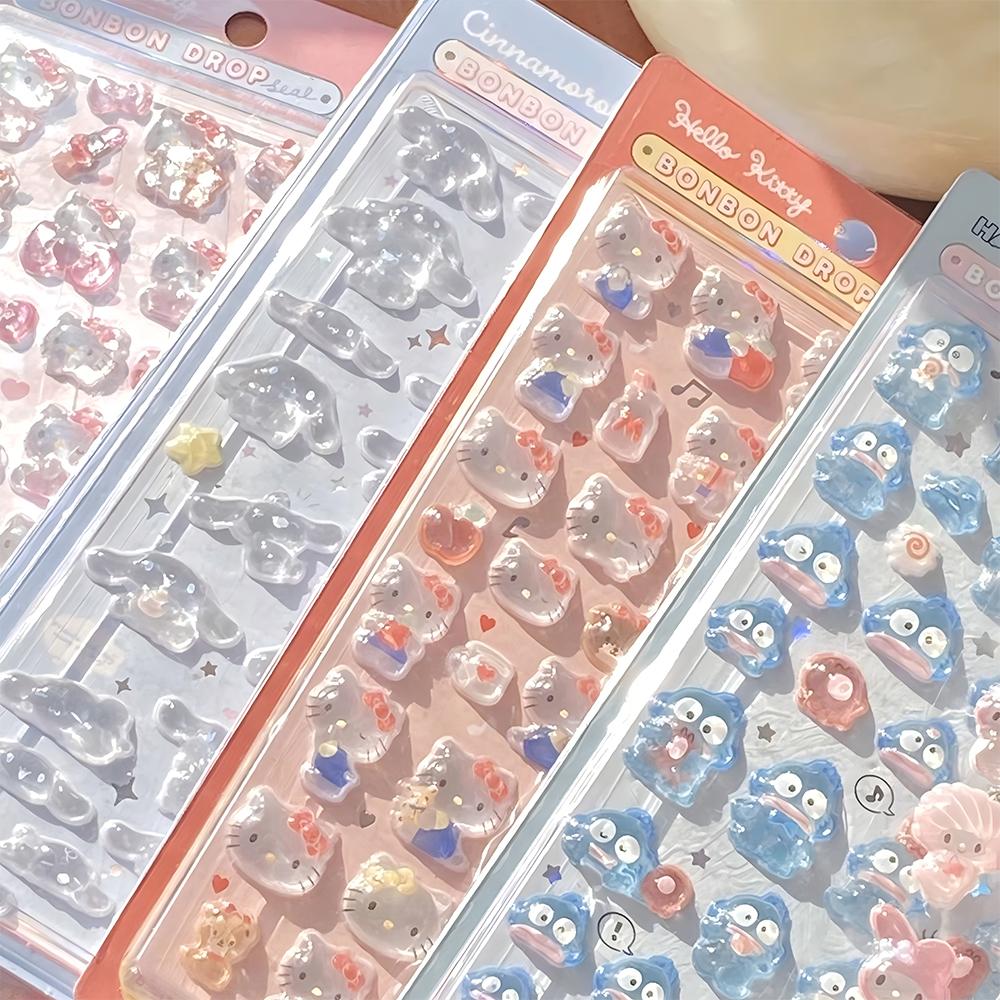 Style7 Sanrio Series 3D Stickers Stereoscopic Relief Crystal Bubble Cute My Melody Kuromi Cartoon Kid Reward Decals Decoration