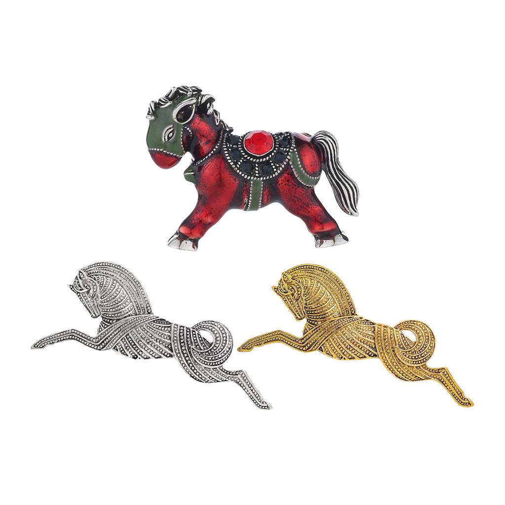 Fashionable Vintage Styles Alloy Horse Brooch Accessory Portable for Women Unisex Designs Casual Pin Special Gifts