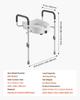 Raised Toilet Seat with Arms, 159 kg Capacity, 127 mm Lift Height & Adjustable Width, Widened Commode Elevated Toilet Seat Riser with Handles for